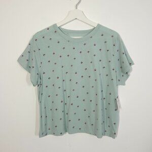 Arizona Jean Co. Green Mushroom Novelty Print Tee
